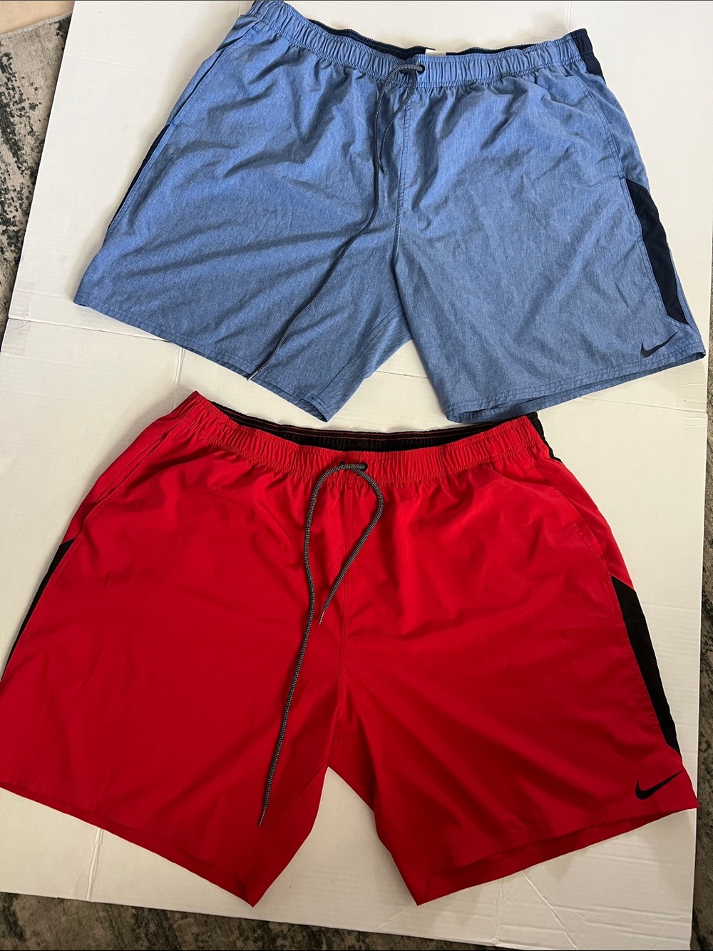 Nike SWIM Men’s Red and Light Blue Athletic Shorts - Pack of 2 NO MESH INSIDE